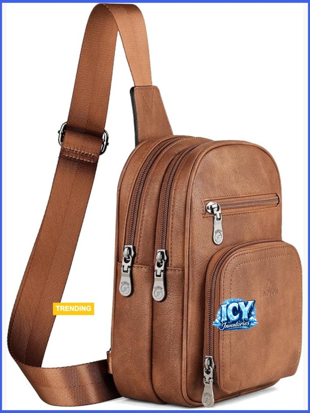 Faux Leather Sling Bag Crossbody Purse with Card Slots and Multiple Pockets